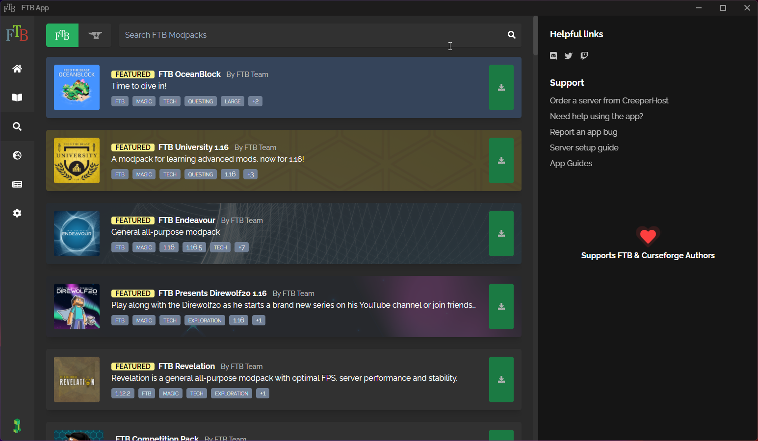 FTBA Modpack Search
