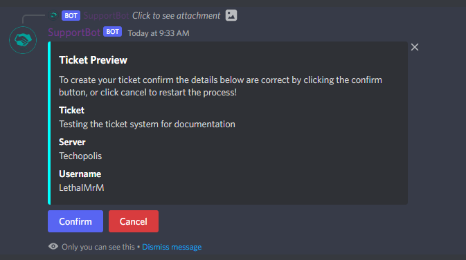 Confirm ticket